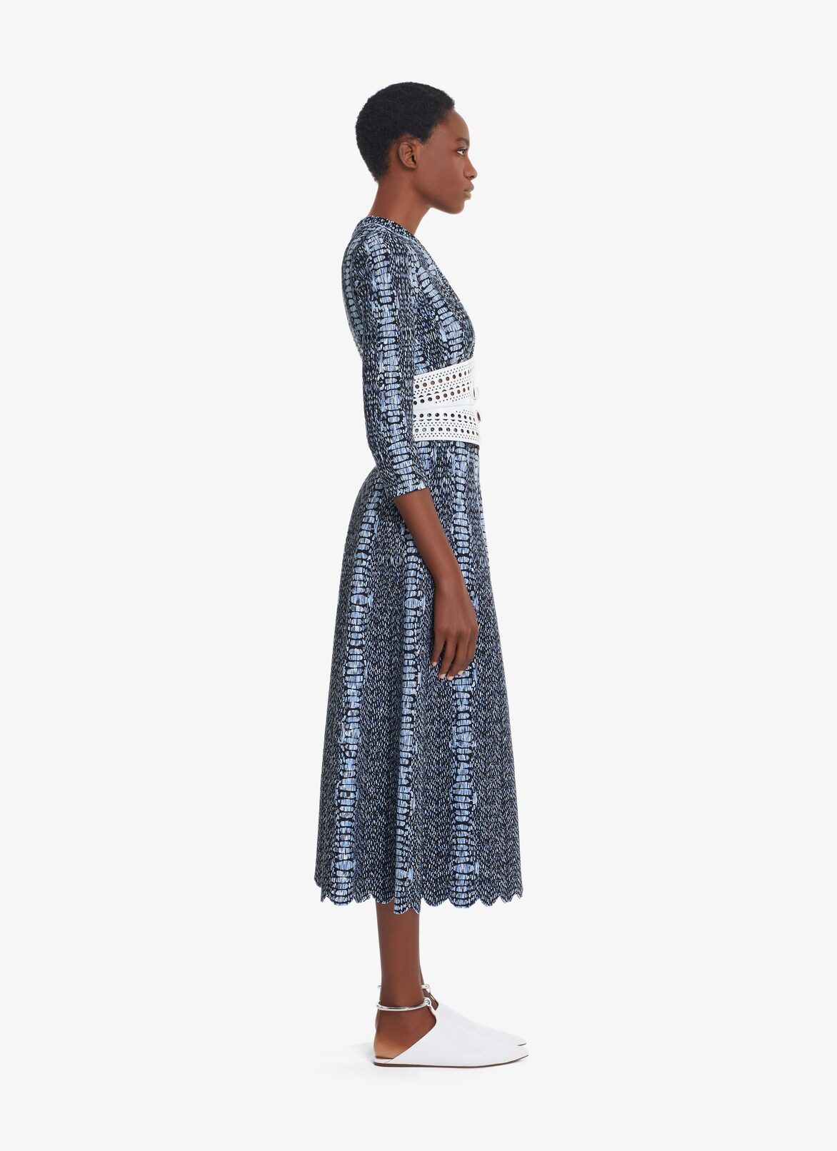 LONG PYTHON FLARED SKIRT ALAÏA BLACK/BLUE LONG PYTHON FLARED SKIRT